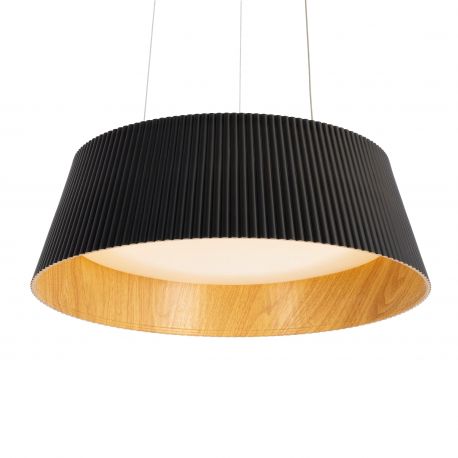 Pendule, Lustre suspendate - Lustra suspendata Fabio 46cm negru/ imitatie lemn
