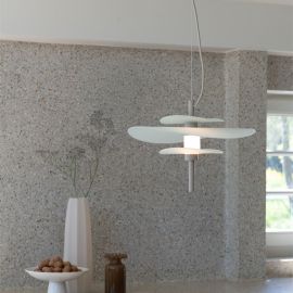 Lustra LED suspendata Kyoto sand/ alb