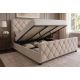 Paturi - Pat cu spatiu de depozitare ELYSIUM 140x200cm catifea champagne bej