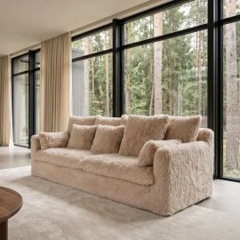 Canapele - Canapea mare YETI cu 3 locuri, material plusat cu fir lung