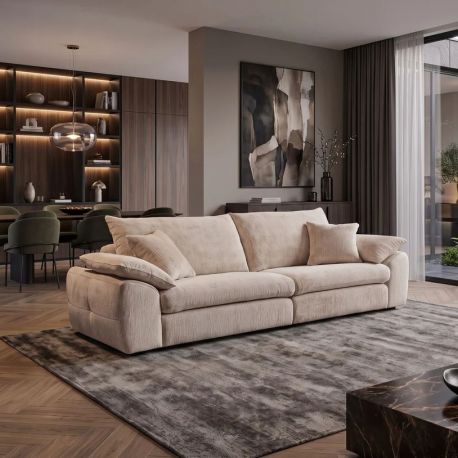 Canapele - Canapea mare SOHO 260cm cu 4 locuri, material chenille bej