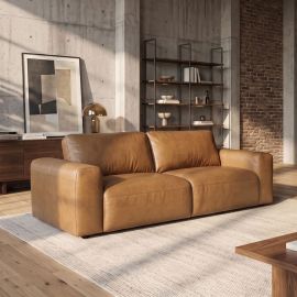 Canapele - Canapea din piele naturala maro coniac BIG GEORGE 245cm, 3 locuri