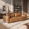 Canapea din piele naturala maro coniac BIG GEORGE 245cm, 3 locuri