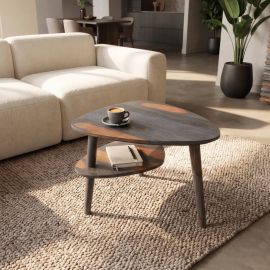 Masute Living - Masuta ORGANIC LIVING 55cm lemn sheesham finisaj gri fumuriu pe doua niveluri