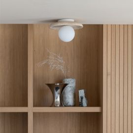 Plafoniere - Plafoniera din travertin Tivoli 25cm alb