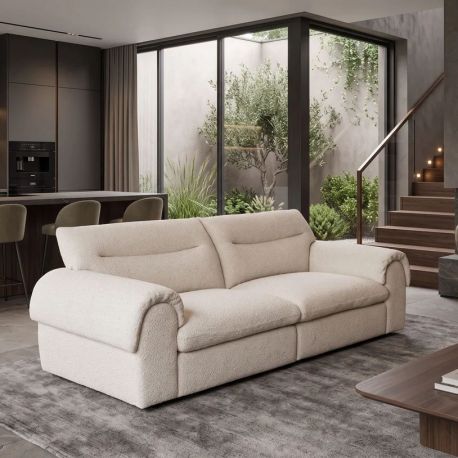 Canapele - Canapea mare SIXTH SENSE 245cm cu 4 locuri, material boucle bej