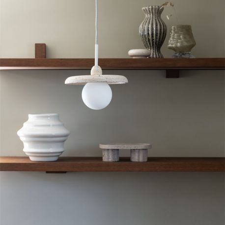Pendule, Lustre suspendate - Lustra suspendata din travertin Tivoli 25cm alb