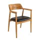 Seturi scaune, HoReCa - Set 2 scaune KENNEDY din lemn de tec cu sezut piele sintetica neagra