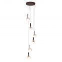 Lustra cu 6 pendule din sticla, Murano burgundy