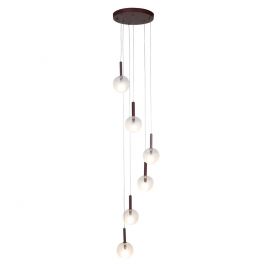 Pendule, Lustre suspendate - Lustra cu 6 pendule din sticla, Murano burgundy