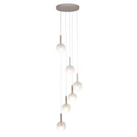 Pendule, Lustre suspendate - Lustra cu 6 pendule din sticla, Murano sand