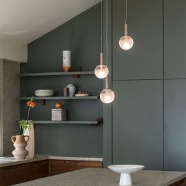 Pendule, Lustre suspendate - Lustra cu 3 pendule din sticla, Murano sand