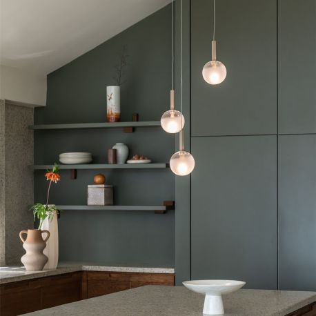 Pendule, Lustre suspendate - Lustra cu 3 pendule din sticla, Murano sand