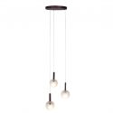 Lustra cu 3 pendule din sticla, Murano burgundy