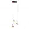 Lustra cu 3 pendule din sticla, Murano burgundy