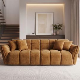Canapele - Canapea XXL CLOUD 260cm, catifea Vogue galben mustar