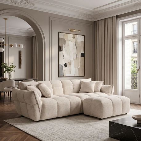 Canapele - Canapea XXL CLOUD 260cm, material boucle bej