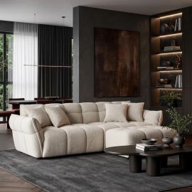 Canapele - Canapea XXL CLOUD 260cm, material boucle champagne greige