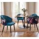 Seturi scaune, HoReCa - Set 2 scaune MAISON CLASSIQUE catifea albastru, model floral