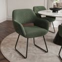 Scaun cu cotiere, Catifea raiata verde, MUSTANG