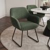 Scaun cu cotiere, Catifea raiata verde, MUSTANG