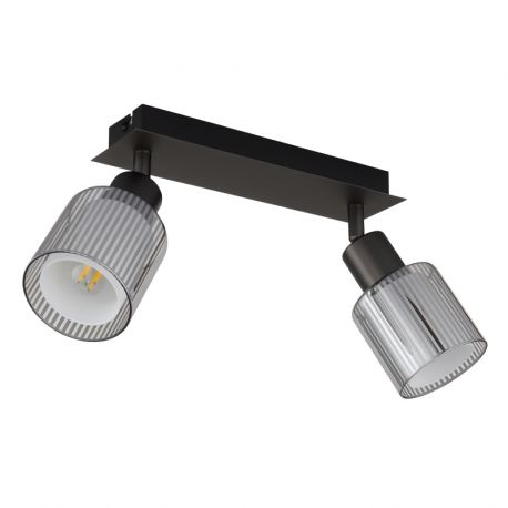 Plafoniere cu spoturi, Spoturi aplicate - Plafoniera cu 2 spoturi metal negru, sticla VILLEGAS