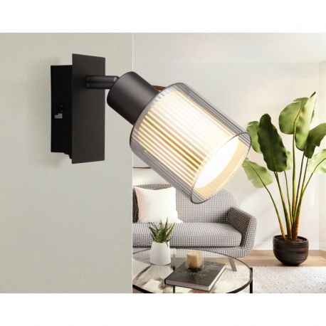 Aplice cu Spot - Aplica de perete cu spot, metal negru, sticla VILLEGAS