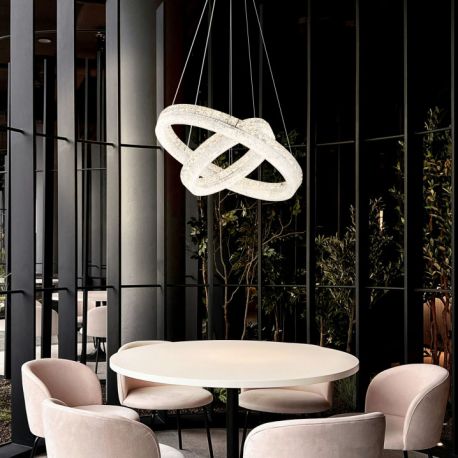 Pendule, Lustre suspendate - Lustra cristale din sticla LED CCT cu telecomanda LAUREL 60cm