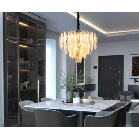 Candelabre, Lustre - Lustra suspendata metal auriu, cu cristale K9 ELINOR