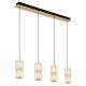 Pendule, Lustre suspendate - Lustra cu 4 pendule auriu antic, sticla transparenta STEFANIE