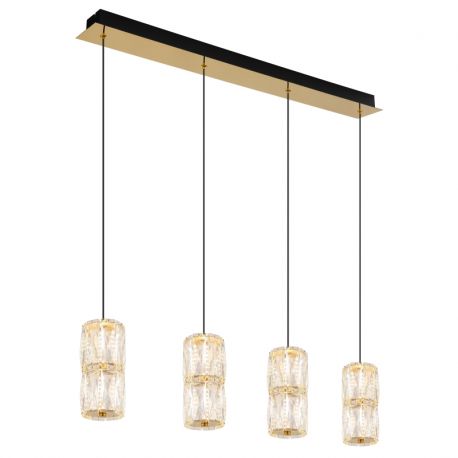 Pendule, Lustre suspendate - Lustra cu 4 pendule auriu antic, sticla transparenta STEFANIE