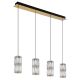 Pendule, Lustre suspendate - Lustra cu 4 pendule auriu antic, sticla transparenta STEFANIE
