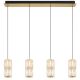 Pendule, Lustre suspendate - Lustra cu 4 pendule auriu antic, sticla transparenta STEFANIE