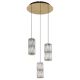 Pendule, Lustre suspendate - Lustra cu 3 pendule auriu antic, sticla transparenta STEFANIE