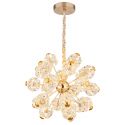 Lustra LED suspendata metal auriu, sticla transparenta FLORIELLA