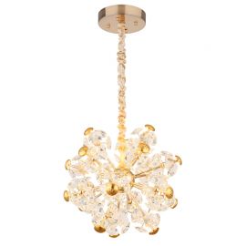 Pendule, Lustre suspendate - Lustra LED suspendata metal auriu, sticla transparenta FLORIELLA