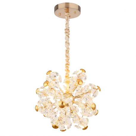 Pendule, Lustre suspendate - Lustra LED suspendata metal auriu, sticla transparenta FLORIELLA