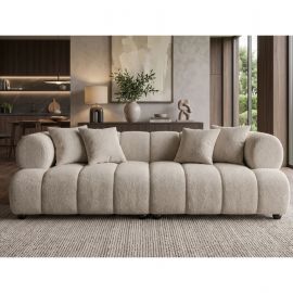 Canapele - Canapea XXL ADLON 255cm, material boucle champagne greige