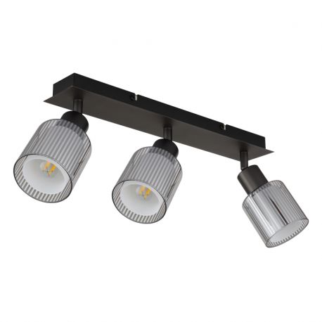 Plafoniere cu spoturi, Spoturi aplicate - Plafoniera cu 3 spoturi metal negru, sticla VILLEGAS