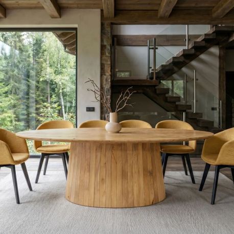 Mese dining - Masa sufragerie ART DECO 220cm lemn masiv de mango, natur