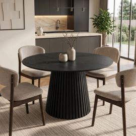 Mese dining - Masa rotunda din lemn de stejar VALHALLA 120cm