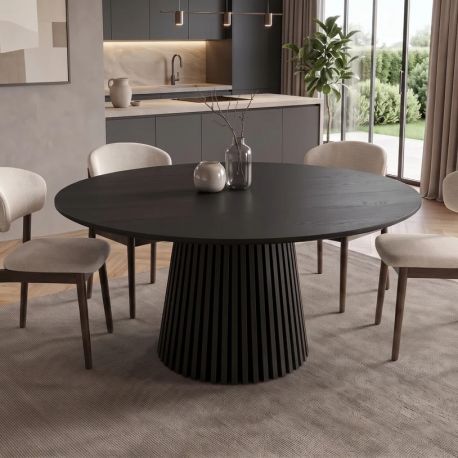 Mese dining - Masa rotunda din lemn de stejar VALHALLA 140cm