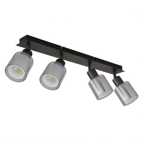 Plafoniere cu spoturi, Spoturi aplicate - Plafoniera cu 4 spoturi metal negru, sticla VILLEGAS