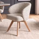 Scaun pivotant lemn de stejar, material texturat WALKURE