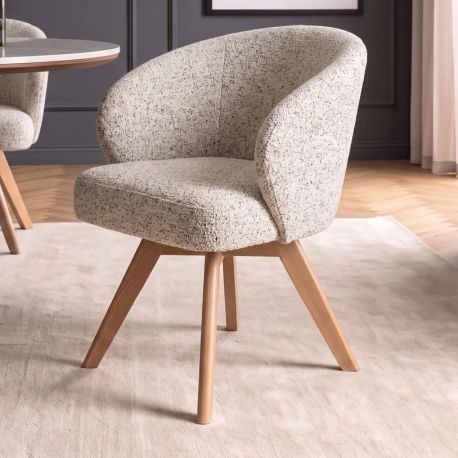 Scaune - Scaun pivotant lemn de stejar, material texturat WALKURE
