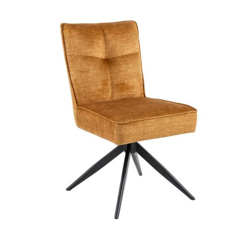 Scaune - Scaun pivotant metal negru, catifea galben mustar LUGANO