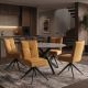 Scaune - Scaun pivotant metal negru, catifea galben mustar LUGANO