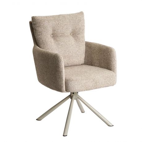 Seturi scaune, HoReCa - Set de 2 scaune pivotante metal bej, tesatura structurata bej BIG GEORGE
