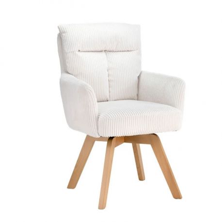 Seturi scaune, HoReCa - Set de 2 scaune pivotante lemn de fag, catifea raiata bej BIG GEORGE