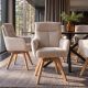 Seturi scaune, HoReCa - Set de 2 scaune pivotante lemn de fag, catifea raiata bej BIG GEORGE
